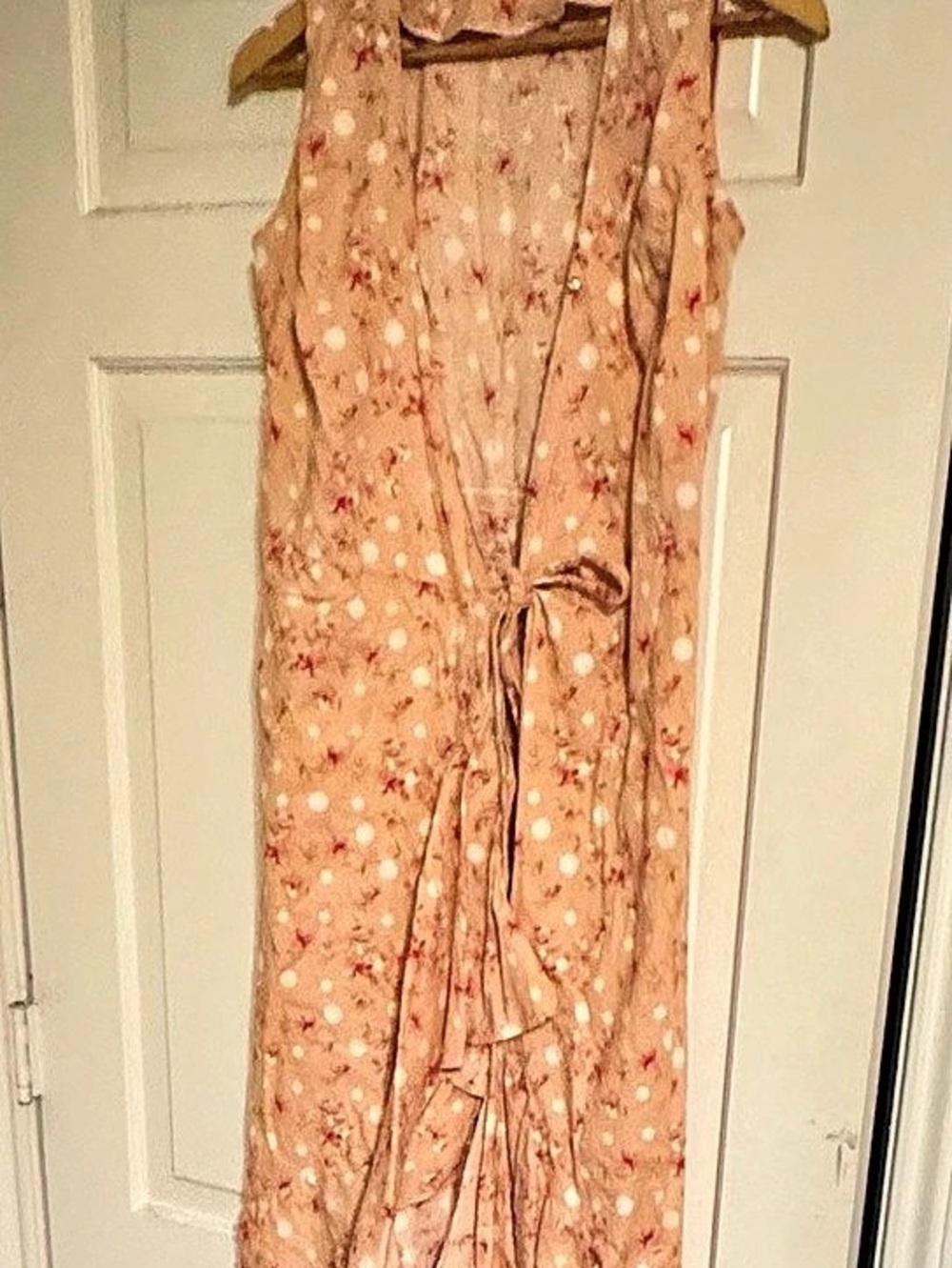 Stella Moreno Floral Polka Dot Maxi Dress in Pink Sz Medium